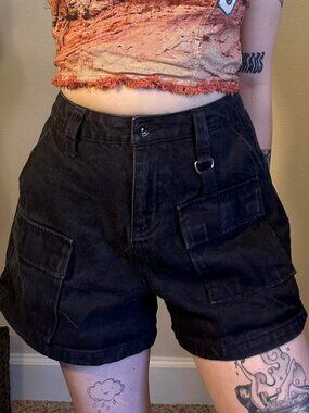 Black Hot Topic Grunge High Waisted Cargo Shorts